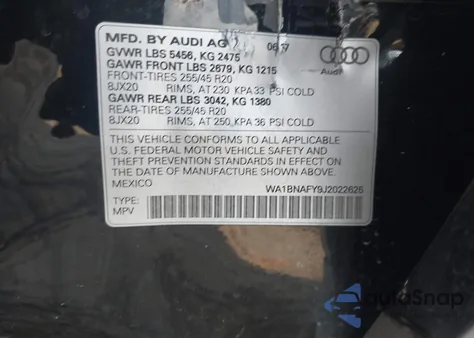 2018 Audi Q5 2.0T Premium/2.0T Tech Premium from USA, damaged, VIN WA1BNAFY9J2022625